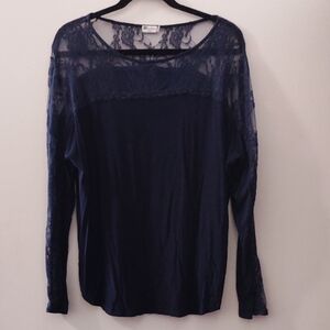 Kut from the Kloth Blue Lace Long Sleeve Blouse
